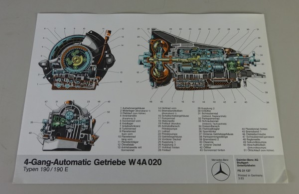 Schnittbild Mercedes-Benz 4-Gang Automatikgetriebe W 4A 020 in W201 Stand 3/1983