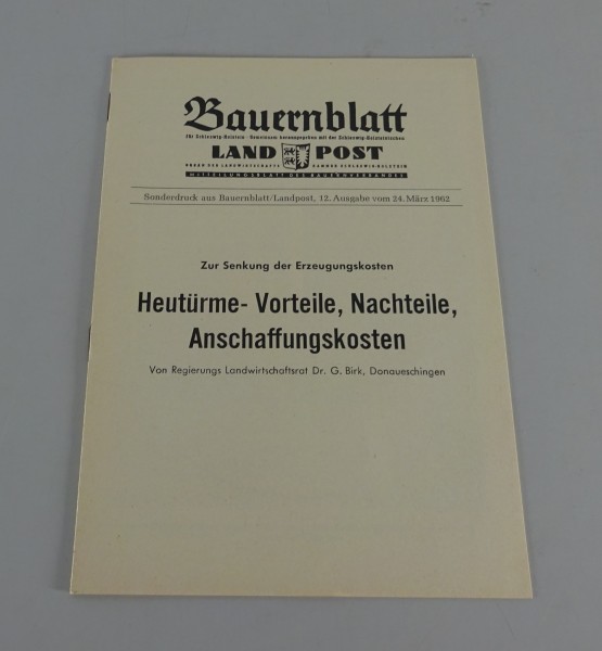 Prospekt / Broschüre Bauernblatt Schleswig-Holstein Stand 03/1962