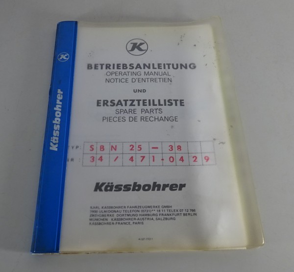 Betriebsanleitung + Ersatzteilliste Kässbohrer Brückensattelanhhänger Stand 1977