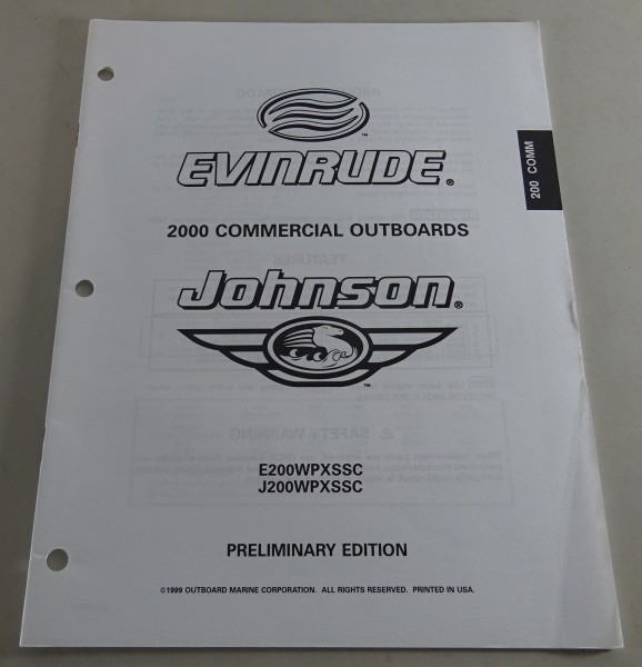 Teilekatalog Johnson Evinrude Außenborder E200WPXSSC / J200WPXSSC Stand 2000