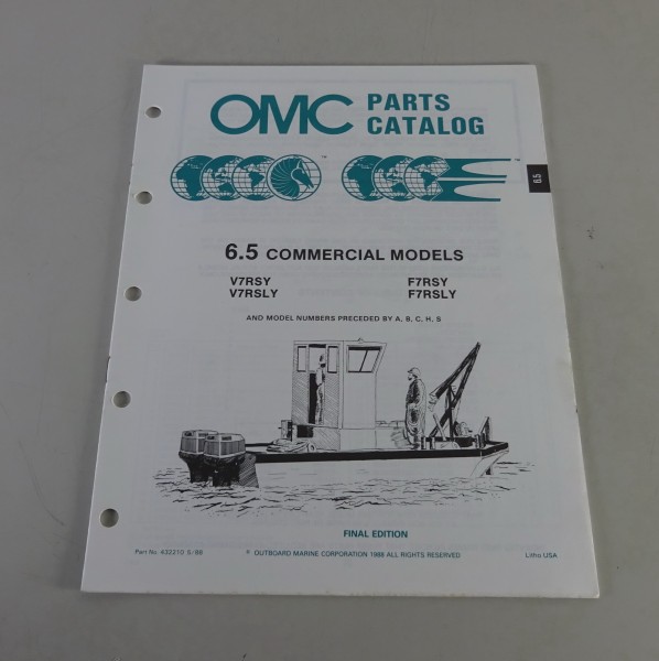 Teilekatalog Johnson Evinrude Outboards 6.5 Commercial Models Stand 5/1988