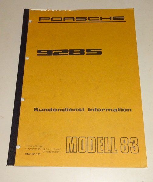 Werkstatthandbuch / Kundendienst Information Porsche 928 S Modelljahr 1983