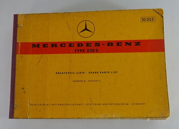Teilekatalog / Ersatzteilliste Mercedes Benz 220 S W180 Ponton Stand 01/1960