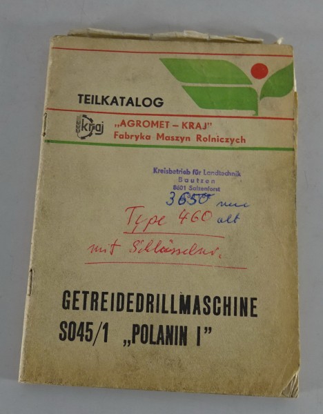 Teilekatalog/Ersatzteilliste Agromet-kraj Getriededrillmaschine S045/1 Polanin I