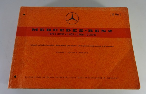Teilekatalog Mercedes-Benz L 319 D / L 405 / L 406 / O 319 D Stand 04/1966