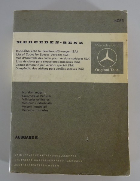 Code-Übersicht für Sonderausführungen Mercedes Benz Nutzfahrzeuge Stand 04/1979