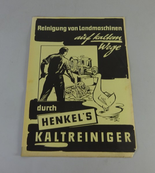 Prospektblatt / Broschüre Henkel Kaltreiniger für Landmaschinen Stand 3/1959
