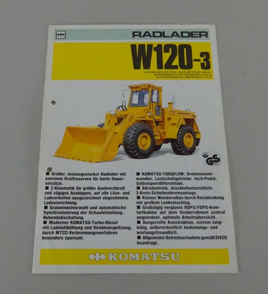 Prospekt / Broschüre Komatsu Radlader W120-3 Stand 03/1983