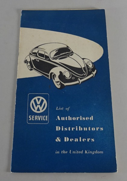 Service-Stellen-Verzeichnis VW Käfer & T1 Bus für United Kingdom von ca. 1955