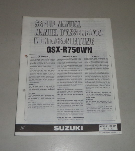 Montageanleitung / Set Up Manual Suzuki GSX-R 750 W Stand 11/1991