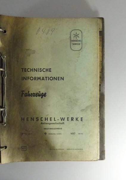 Service-Information Henschel Hauber & Tram HS-Reihe Stand ab 1954