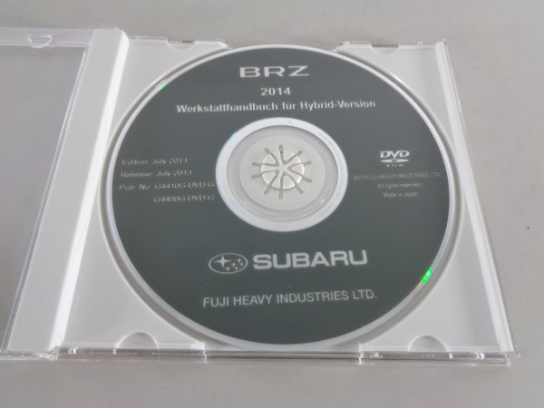 Werkstatthandbuch / Reparaturanleitung auf CD Subaru BRZ Hybrid Modelljahr 2014