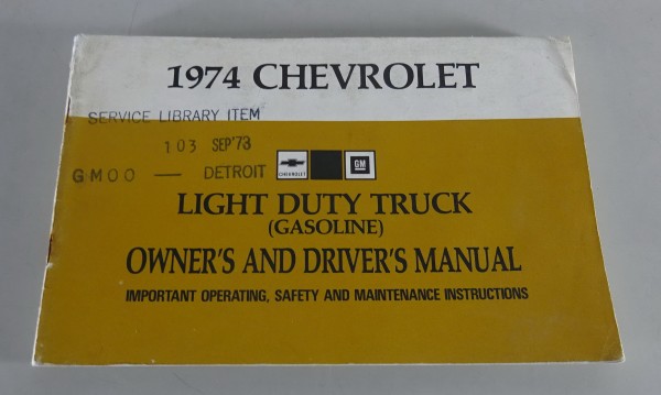 Owner´s Manual / Handbook Chevrolet C- / K-Serie Pickup Stand 1974