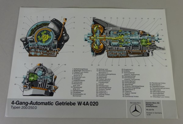 Schnittbild Mercedes-Benz 4-Gang-Automatikgetriebe W 4A 020 in W124 Stand 1984