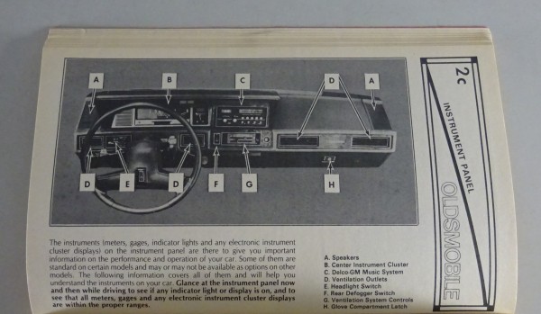 Owner´s Manual / Handbook Oldsmobile Cutlass Ciera & Cutlass Cruiser Stand 1987