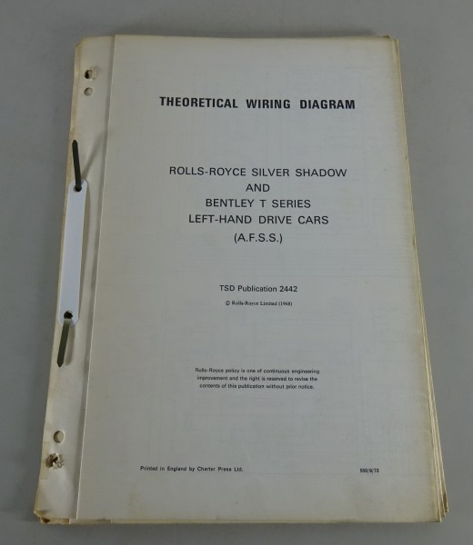 Elektrische Schaltpläne Rolls Royce Silver Shadow & Bentley T-Series Stand 1968