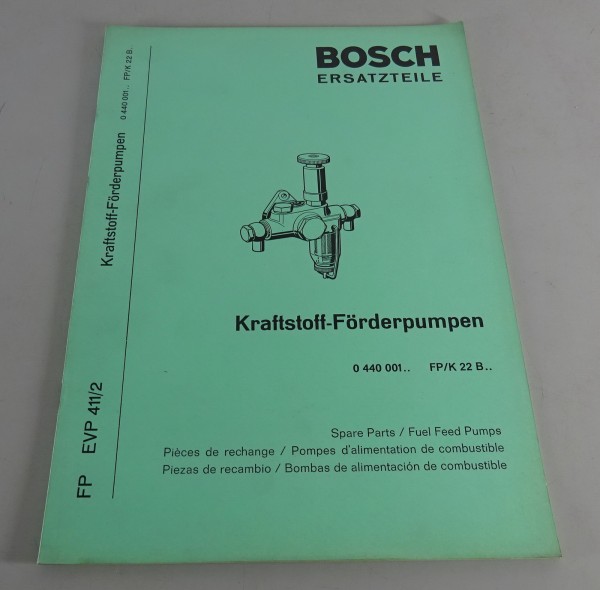 Teilekatalog Bosch Kraftstoff-Förderpumpen 0 440 001.. Stand 05/1969