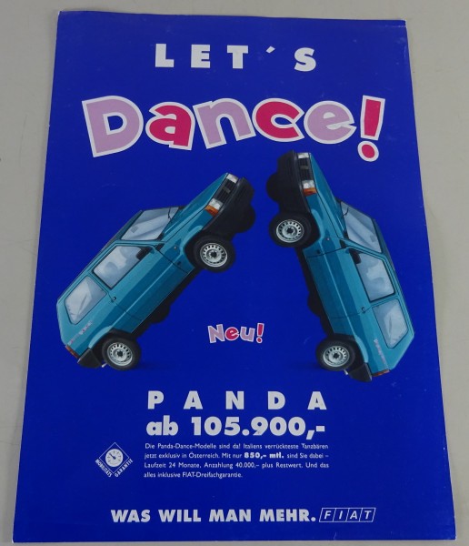 Prospekt / Prospektblatt Fiat Panda Dance / 900 / 1000 / 1000 CLX
