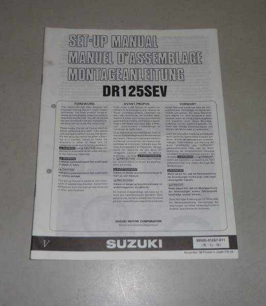 Montageanleitung / Set Up Manual Suzuki DR 125 SE Stand 11/1996