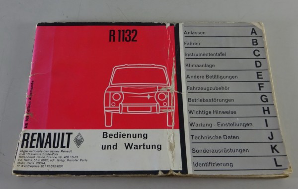 Betriebsanleitung / Handbuch Renault R8 Major R.1132 Bj. 1964 - 1965