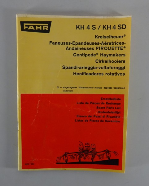Teilekatalog Fahr Kreiselheuer KH 4S / KH 4SD