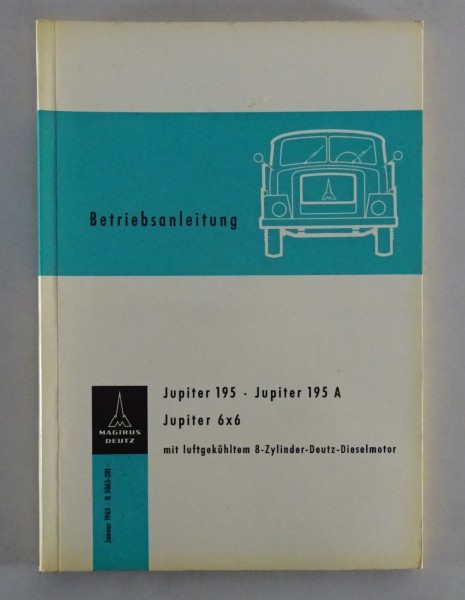 Manuale di istruzioni Magirus Deutz CAMION Jupiter 195/a Giove 6x6 STAND 01/1963 