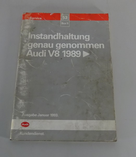 Werkstatthandbuch Instandhaltung genau genommen Audi V8/V8l Typ D11 von 01/1993