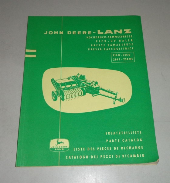 Ersatzteilliste / Parts Catalog John Deere Lanz Hochdruck-Sammelpresse - 07/1962