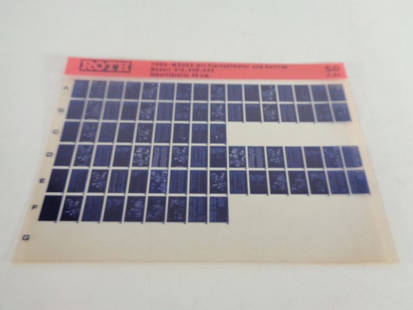 Microfich Teilekatalog Roth Toro Mäher Modell 412, 440, 442 von 02/1985