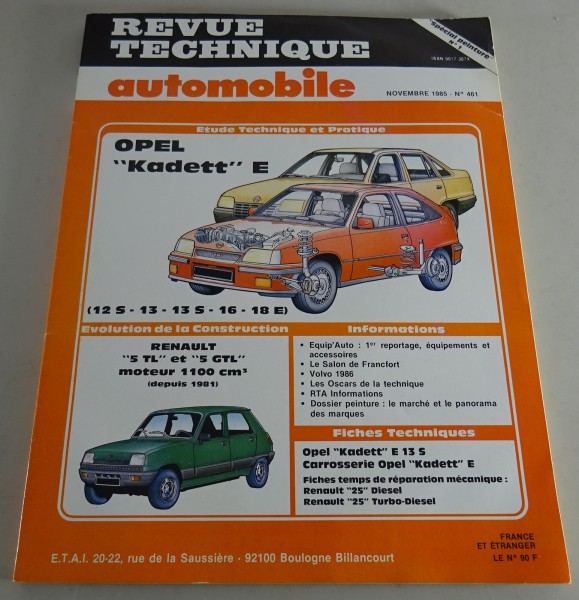 Reparaturanleitung Revue Technique Opel Kadett E / Renault R5 TL Stand 11/1985