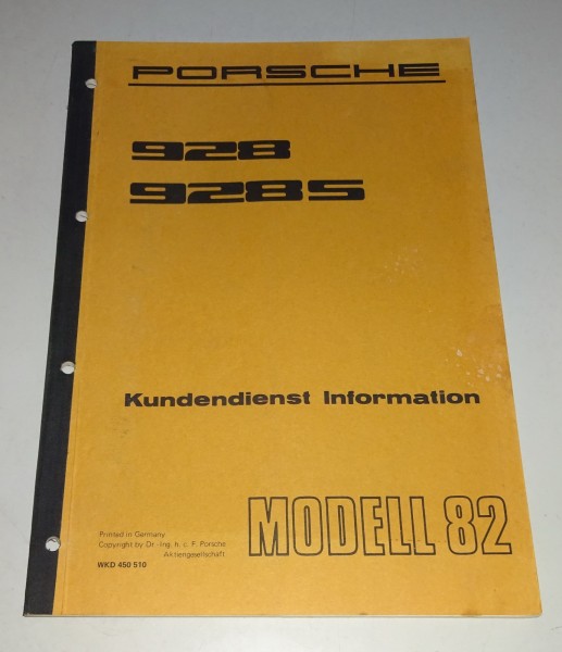 Werkstatthandbuch / Kundendienst Information Porsche 928 / 928 S Modelljahr 1982