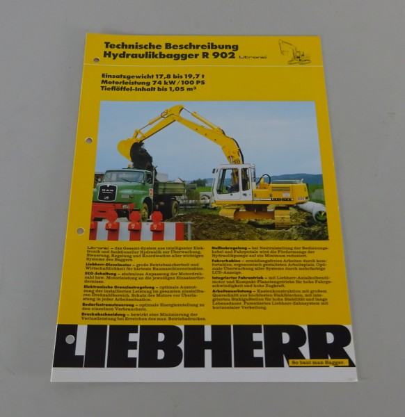 Prospekt Liebherr Hydraulikbagger R 902 Litronic Technische Daten Stand 08/1990