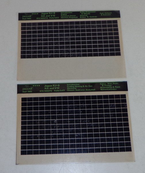 Microfich Teilekatalog / Spare Parts List Jaguar XJS H.E & V12 Stand 09/1985