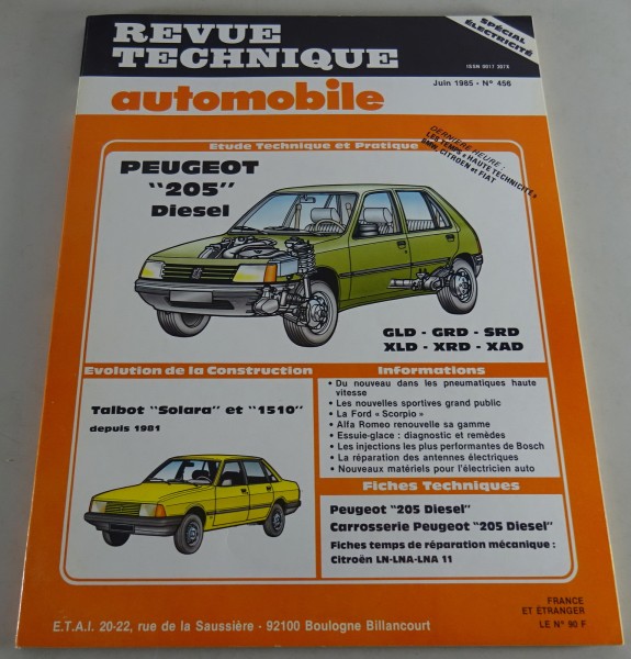 Reparaturanleitung Revue Technique Peugeot 205 / Talbot Solara & 1510 von 6/1985