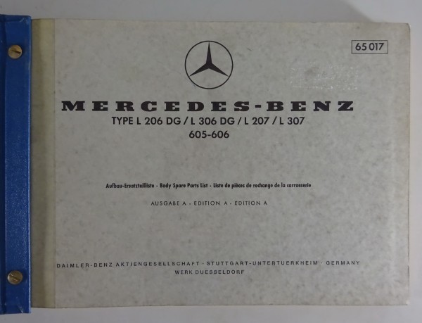 Teilekatalog Mercedes-Benz Harburger L 206 / 306 D / L 207 / L 307 1972 (65017)