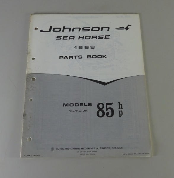 Teilekatalog OMC Johnson Outboards 85 PS Models von 1968