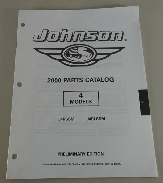 Teilekatalog Johnson Evinrude Außenborder Modelle J4RSSM & J4RLSSM Stand 1999