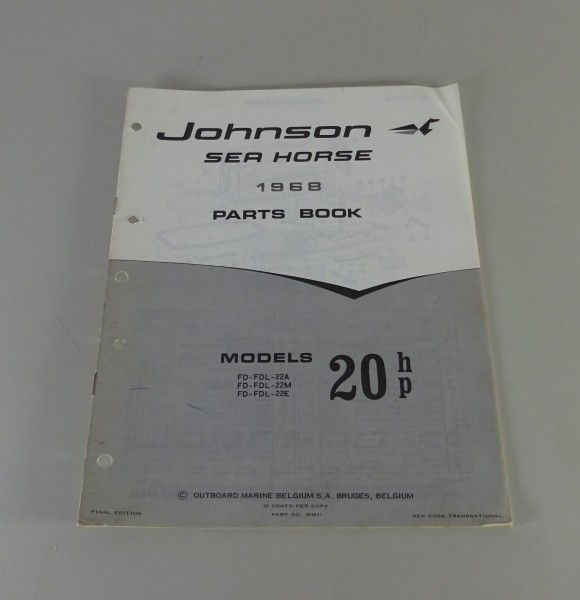 Teilekatalog OMC Johnson Outboards 20 PS Models von 1968