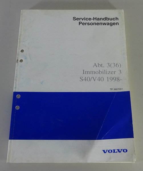 Werkstatthandbuch Konstruktion Volvo S40 / V40 Immobilizer 3 Stand 08/1997