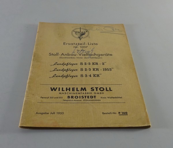 Betriebsanleitung Stoll Leichtes Anbau-Vielfachgerät Landpfleger S 2/3 KR '1955