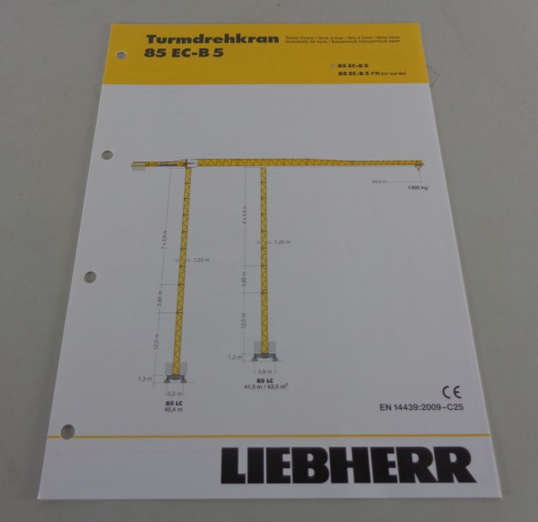 Datenblatt / Technische Beschreibung Liebherr Turmdrehkran 85 EC-B5 von 04/2011