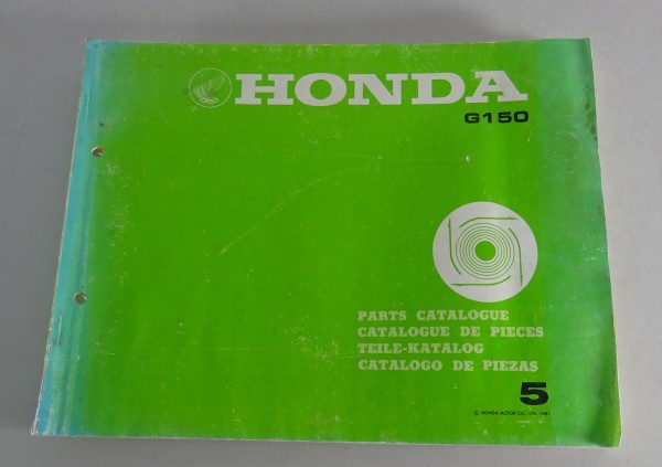 Teilekatalog Honda General Purpose Engine G 150 Generator Stand 1981