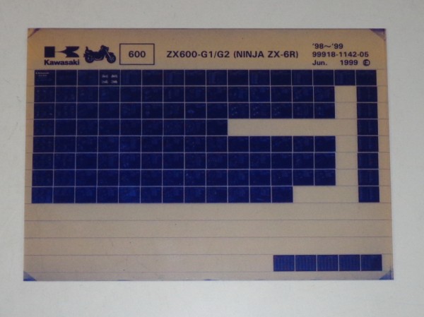 Microfich Ersatzteilkatalog Kawasaki NINJAZX 6R ZX600 G1/G2 Model 98-99 von 6/99