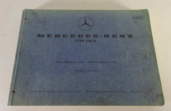 Teilekatalog Mercedes-Benz 230 SL R113 Pagode / Pagoda Stand 07/1963 (10062)