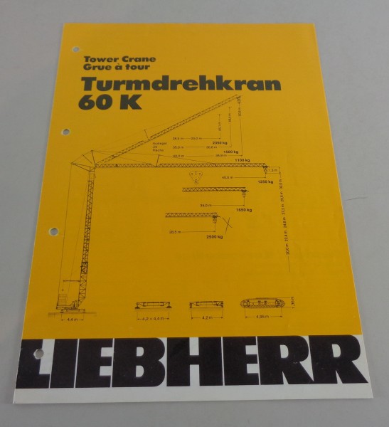 Datenblatt / Technische Beschreibung Liebherr Turmdrehkran 60 K von 03/1984