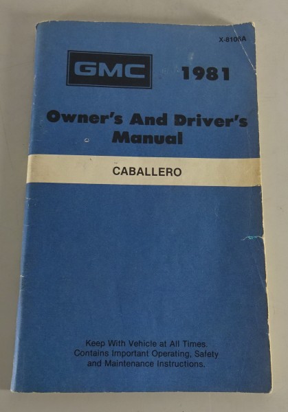 Owner´s Manual / Handbook GMC Caballero Stand 1981