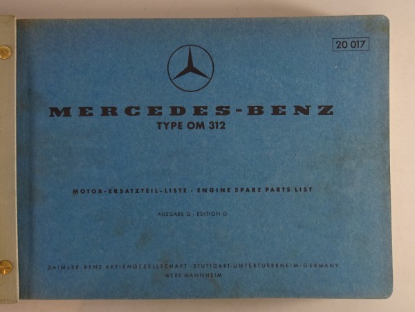 Teilekatalog Mercedes Benz LKW Dieselmotor OM 312 Stand 03/1961