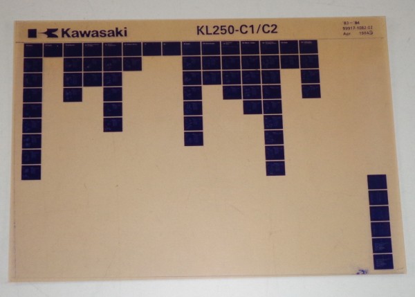 Microfich Ersatzteilkatalog Kawasaki KL 250 C1 / C2 Model 1983-84 Stand 04/84