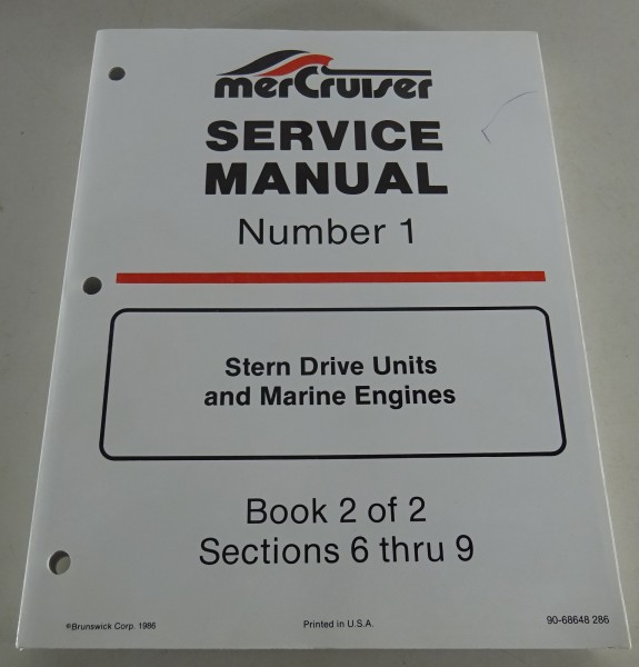 Werkstatthandbuch Mercury MerCruiser Stern Drive & Marine Motoren Stand 1986