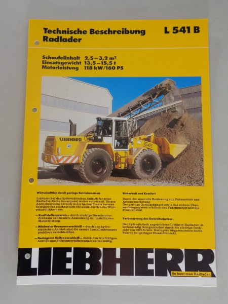 Datenblatt / Technische Beschreibung Liebherr Radlader L 541 B Stand 01/1995